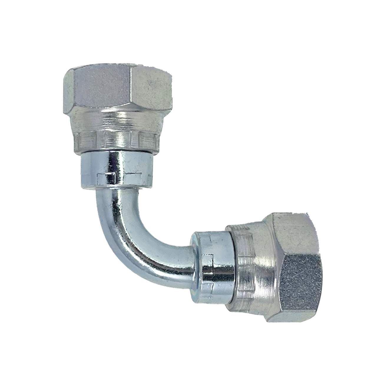 9050-06-06 : Adaptall 90-Degree  Adapter, Female 0.375 (3/8") BSPP x Female 0.375 (3/8") BSPP, Carbon Steel