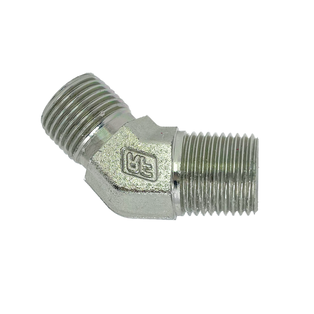 9054-04-02 : Adaptall 45-Degree Adapter, Male 0.25 (1/4") BSPP x Male 0.125 (1/8") BSPT, Carbon Steel