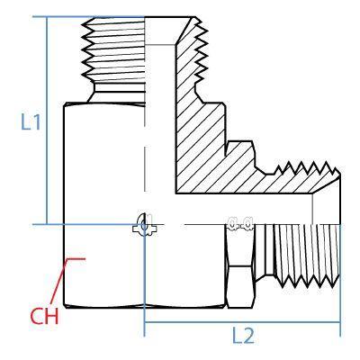 9055-02-02 : Adaptall 90-Degree  Adapter, Male 0.125 (1/8") BSPP x Male 0.125 (1/8") BSPP, Carbon Steel