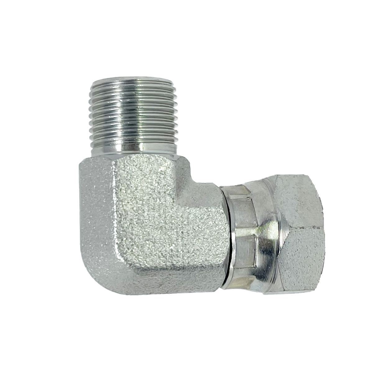 9060-12-12 : Adaptall 90-Degree  Adapter, Male 0.75 (3/4") BSPP x Female 0.75 (3/4") BSPP, Carbon Steel