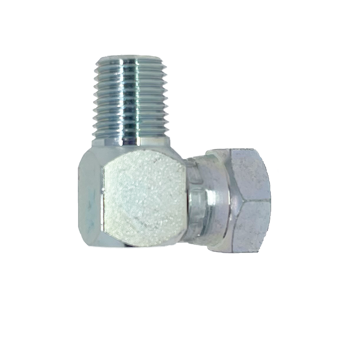 9072-24-24 : Adaptall 90-Degree  Adapter, Male 1.5 (1-1/2") NPT x Female 1.5 (1-1/2") BSPP, Carbon Steel
