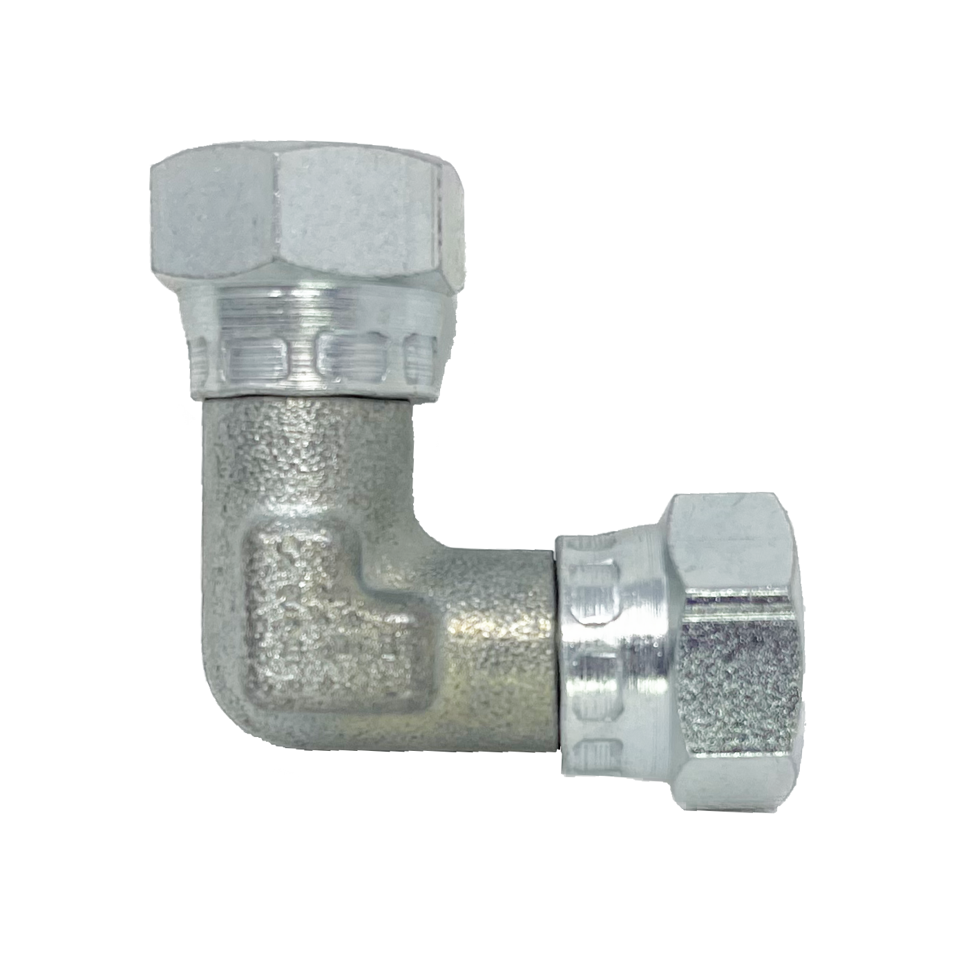 9075-08-08 : Adaptall 90-Degree  Adapter, Female 0.5 (1/2") BSPP x Female 0.5 (1/2") BSPP, Carbon Steel