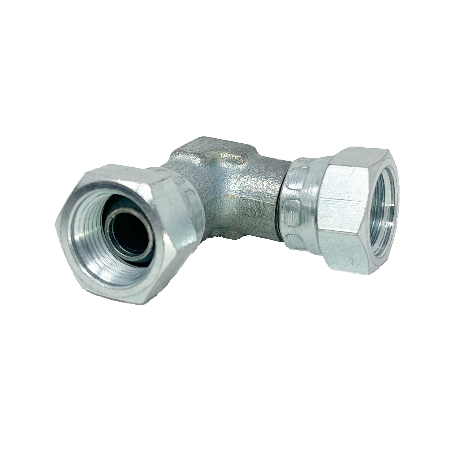 9075-20-20 : Adaptall 90-Degree  Adapter, Female 1.25 (1-1/4") BSPP x Female 1.25 (1-1/4") BSPP, Carbon Steel