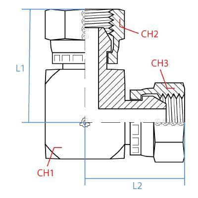 9075-16-12 : Adaptall 90-Degree  Adapter, Female 1" BSPP x Female 0.75 (3/4") BSPP, Carbon Steel
