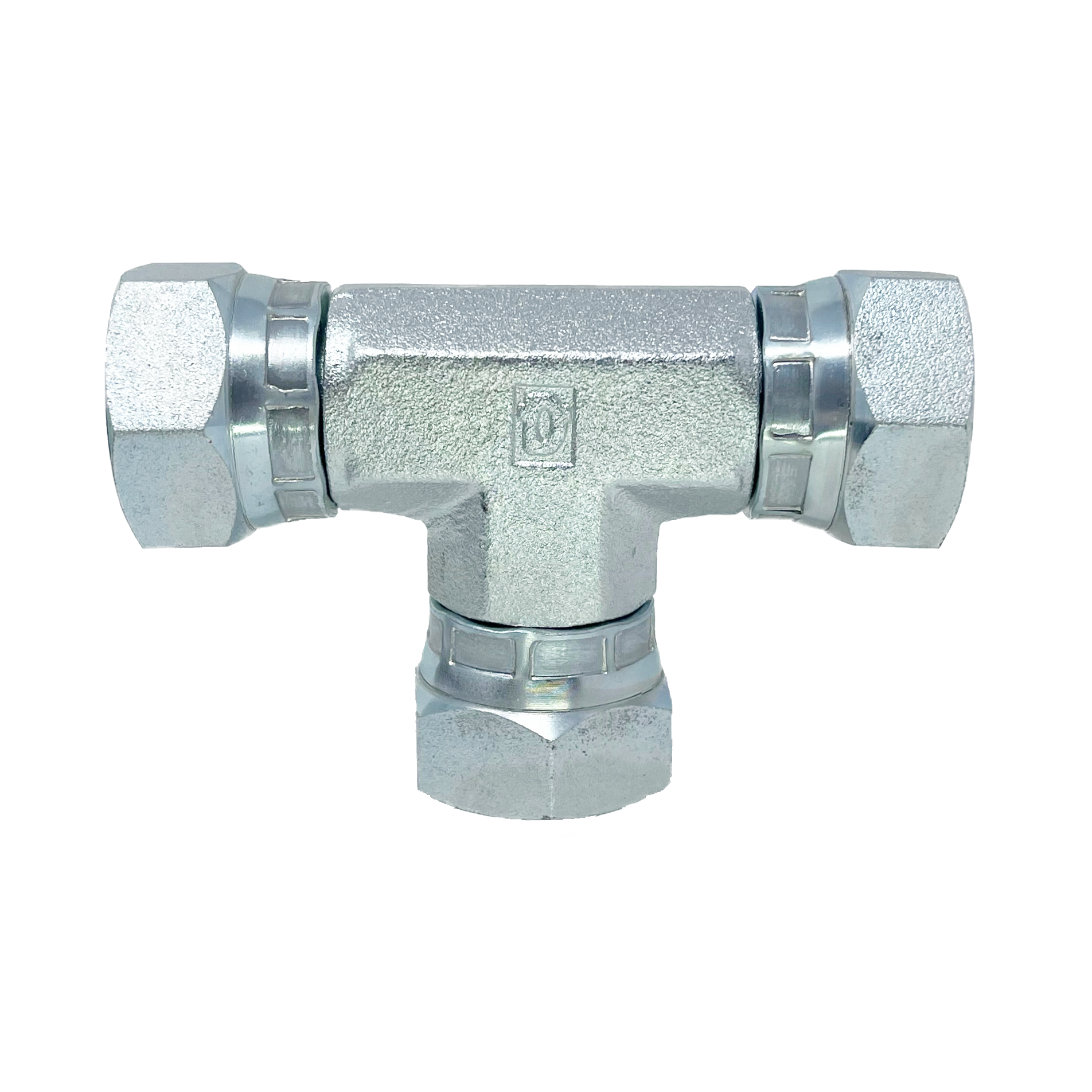 9085-24-24-24 : Adaptall Tee Adapter, Female 1.5 (1-1/2") BSPP x Female 1.5 (1-1/2") BSPP x Female 1.5" BSPP, Carbon Steel