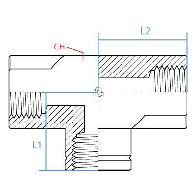 9086-04-04-04 : Adaptall Tee Adapter, Female 0.25 (1/4") BSPP x Female 0.25 (1/4") BSPP x Female 1/4" BSPP, Carbon Steel, BRASS = 8085-04-04-04