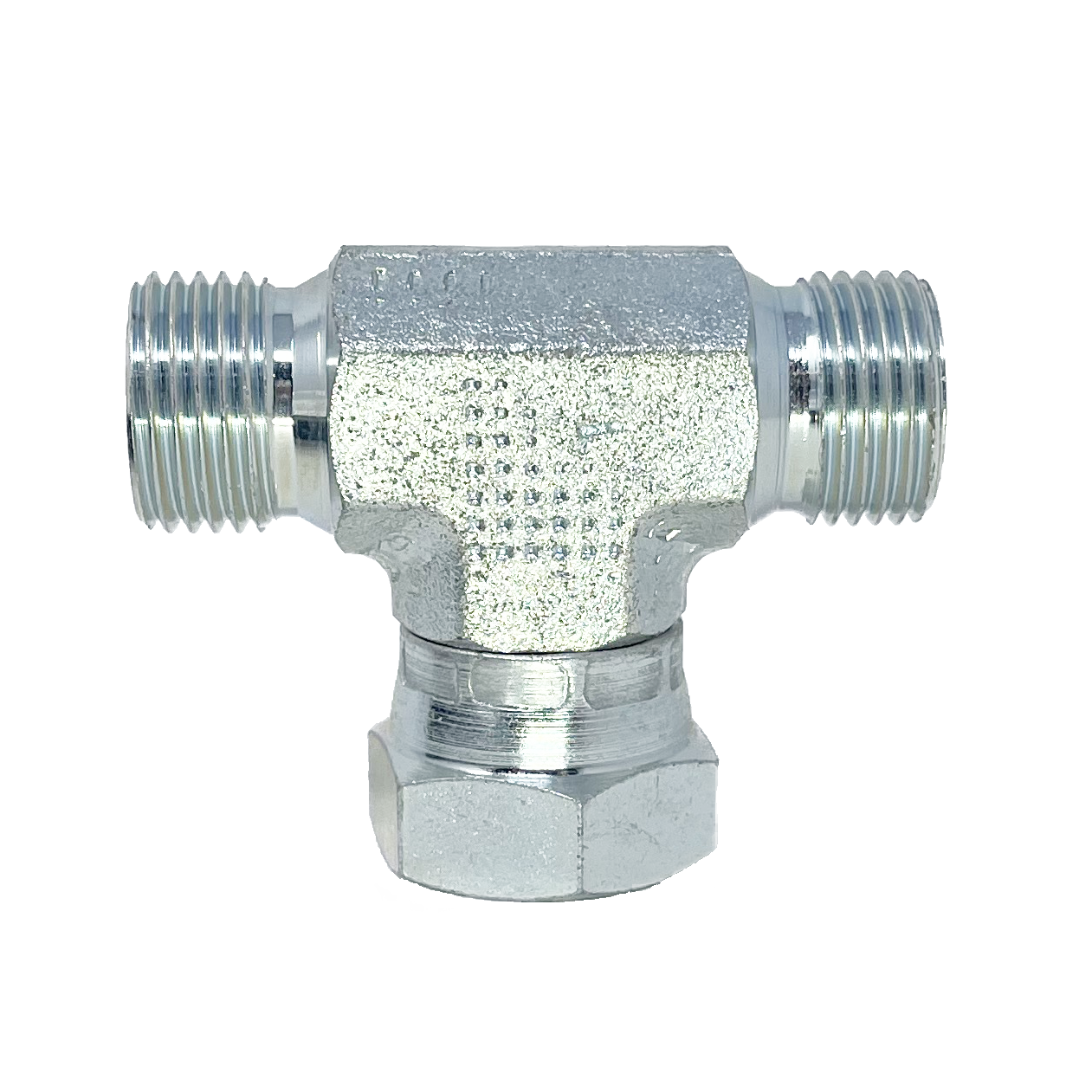 9087-24-24-24 : Adaptall Tee Adapter, Male 1.5 (1-1/2") BSPP x Male 1.5 (1-1/2") BSPP x Female 1.5" BSPP, Carbon Steel