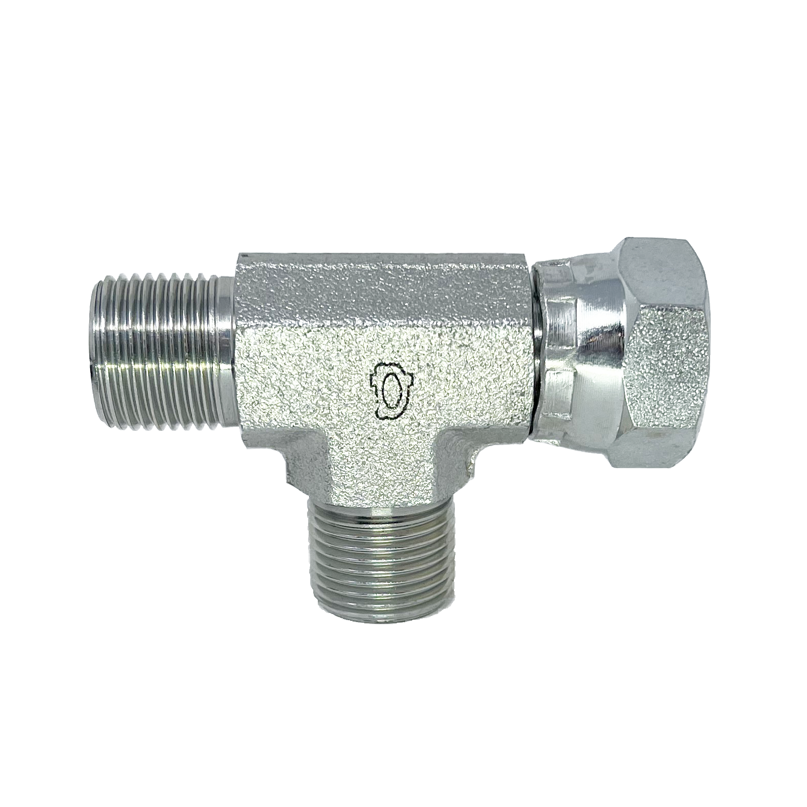 9090-10-10-10 : Adaptall Tee Adapter, Male 0.625 (5/8") BSPP x Female 0.625 (5/8") BSPP x Male 0.625 (5/8") BSPP, Carbon Steel