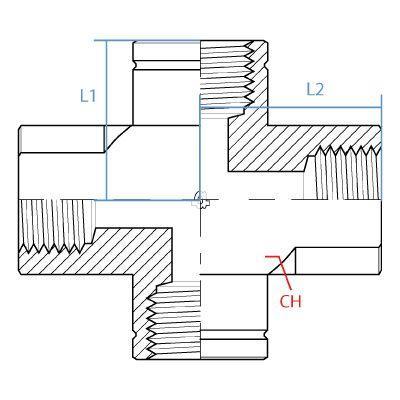 9097-08 : Adaptall BSP FIXED Female Cross, 0.5 (1/2"), Carbon Steel