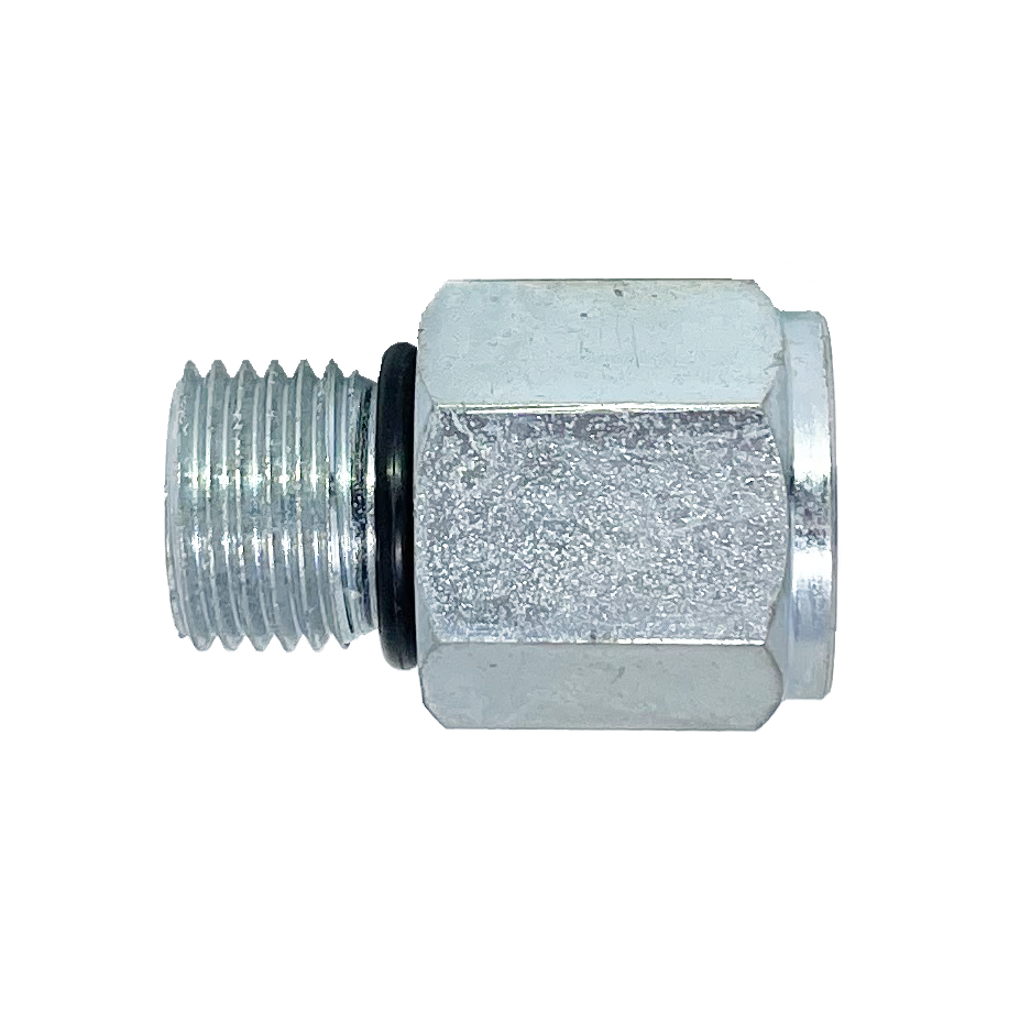 9120-06-04 : Adaptall Straight Adapter, Male 0.375 (3/8") ORB x Female 0.25 (1/4") BSPP, Carbon Steel