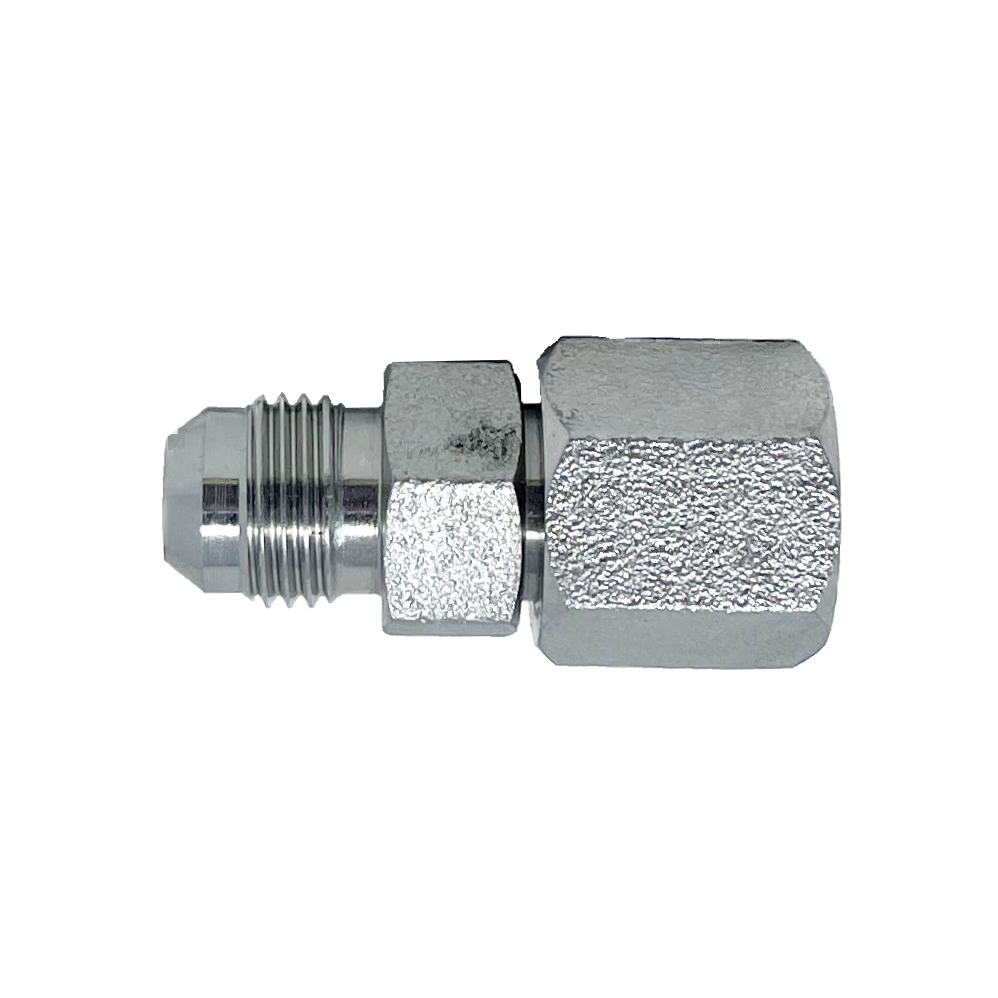 9197-16-L28-36 : Adaptall Straight Adapter, Male 1" JIC x Female L28 DIN Tube, Carbon Steel