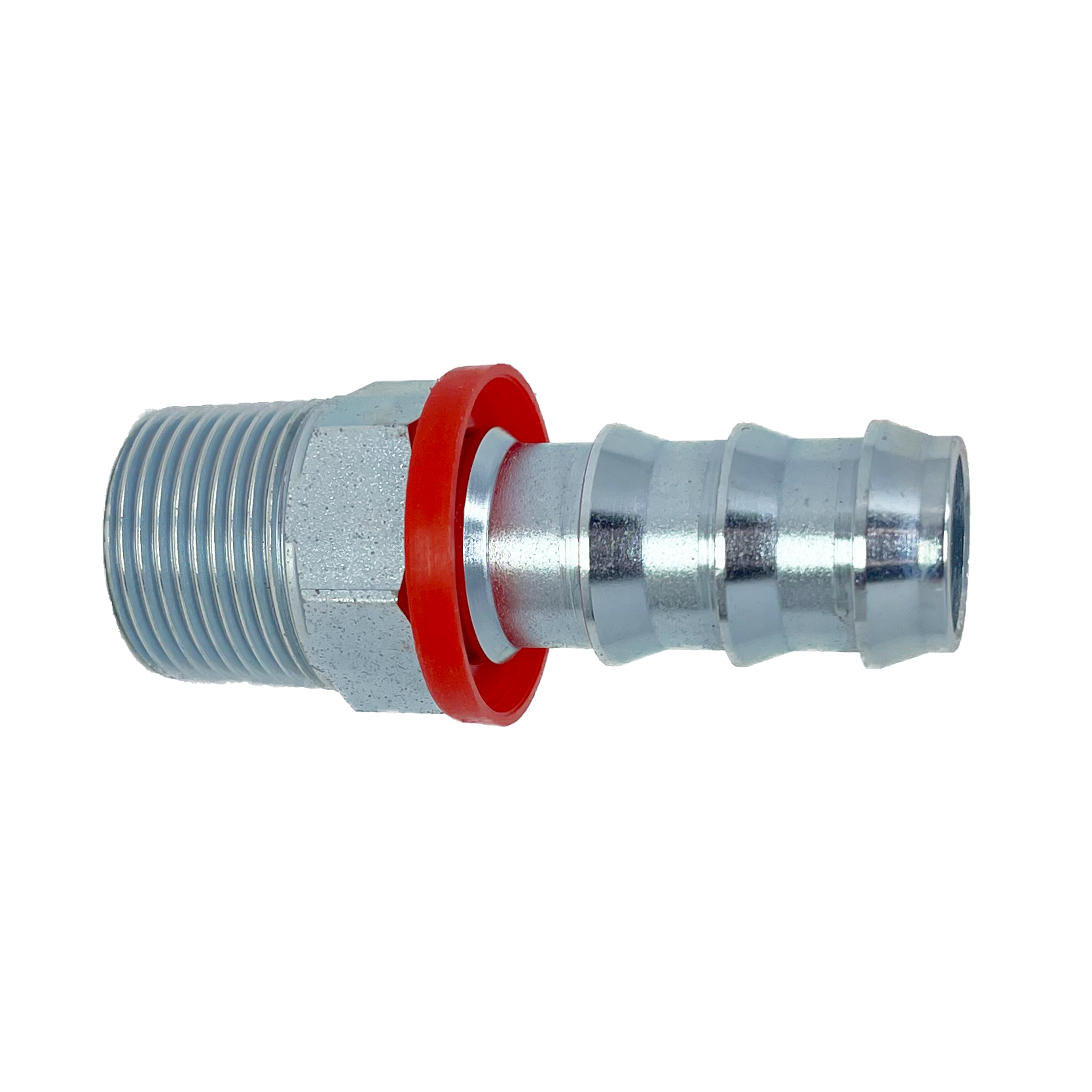 9915-04-04 : Adaptall Straight Adapter, Male 0.25 (1/4") BSPT x 0.25 (1/4") Hose Barb, Carbon Steel