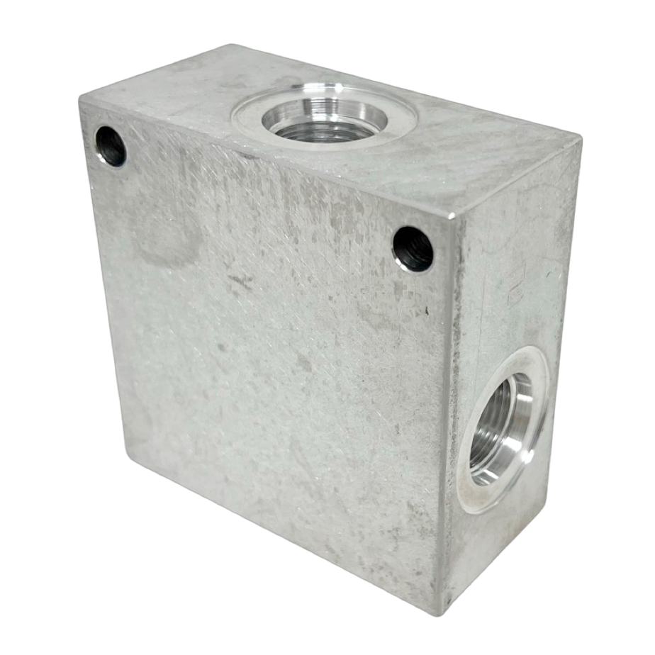 AC083CB8S : Daman Common Cavity Body, C-8-3 Cartridge Cavity, #8 SAE (1/2") Port Connections, 3000psi Rated, Aluminum, Without Gauge Port