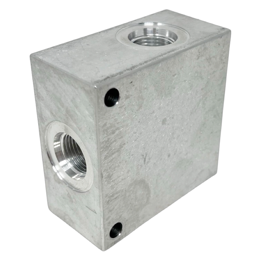 AC083CB6S : Daman Common Cavity Body, C-8-3 Cartridge Cavity, #6 SAE (3/8") Port Connections, 3000psi Rated, Aluminum, Without Gauge Port