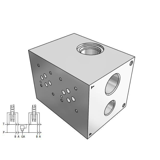 DD03P022S/C : Daman CETOP Manifold, D03 (NG6), Parallel Standard Flow, Ductile Iron, 5000psi, 2-Station, #10 SAE (5/8") P Port, With C-10-2 Common Cavity