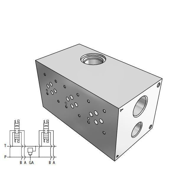 AD03P032P/C : Daman CETOP Manifold, D03 (NG6), Parallel Standard Flow, Aluminum, 3000psi, 3-Station, 1/2" NPT P Port, With C-10-2 Common Cavity
