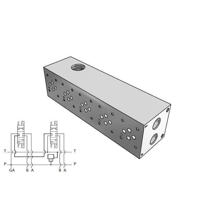 AD03S052S/C : Daman CETOP Manifold, D03 (NG6), Series Circuit, Aluminum, 3000psi, Five Station, #10 SAE (5/8) Pressure Port, Wit