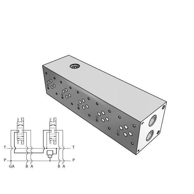 AD03S052S/S : Daman CETOP Manifold, D03 (NG6), Series Circuit, Aluminum, 3000psi, Five Station, #10 SAE (5/8) Pressure Port, Wit