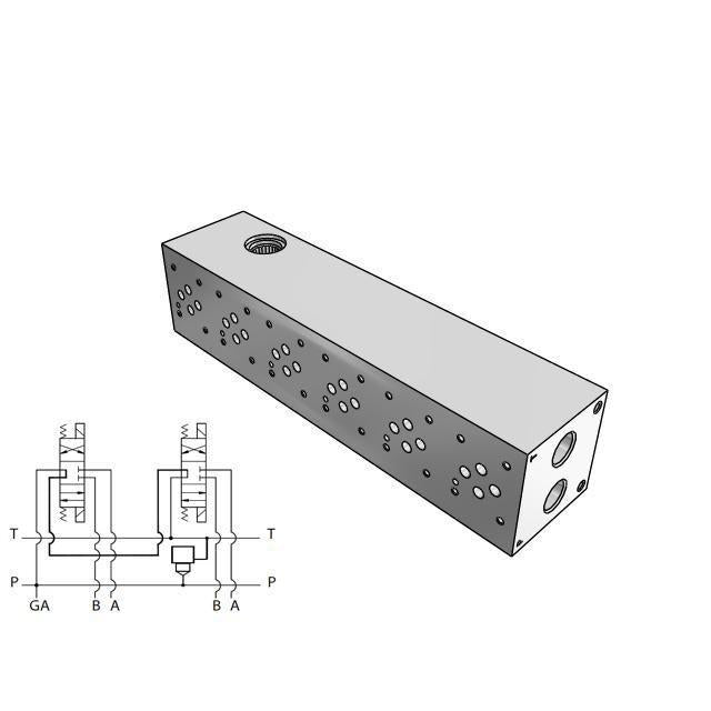 AD03S062S/C : Daman CETOP Manifold, D03 (NG6), Series Circuit, Aluminum, 3000psi, Six Station, #10 SAE (5/8) Pressure Port, With