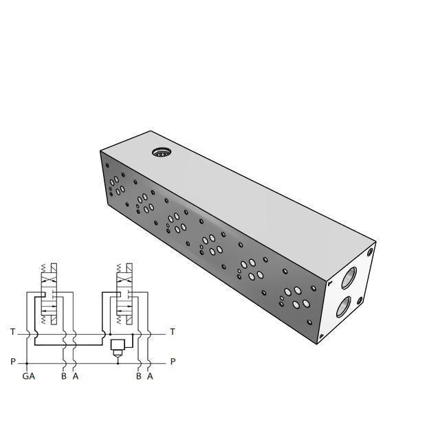 AD03S062S/S : Daman CETOP Manifold, D03 (NG6), Series Circuit, Aluminum, 3000psi, Six Station, #10 SAE (5/8) Pressure Port, With