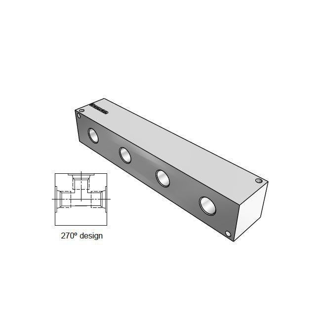 AJ2700404P : Daman Junction Manifold, 270 Degree , Aluminum, Four Station, 1/4 NPT Ports