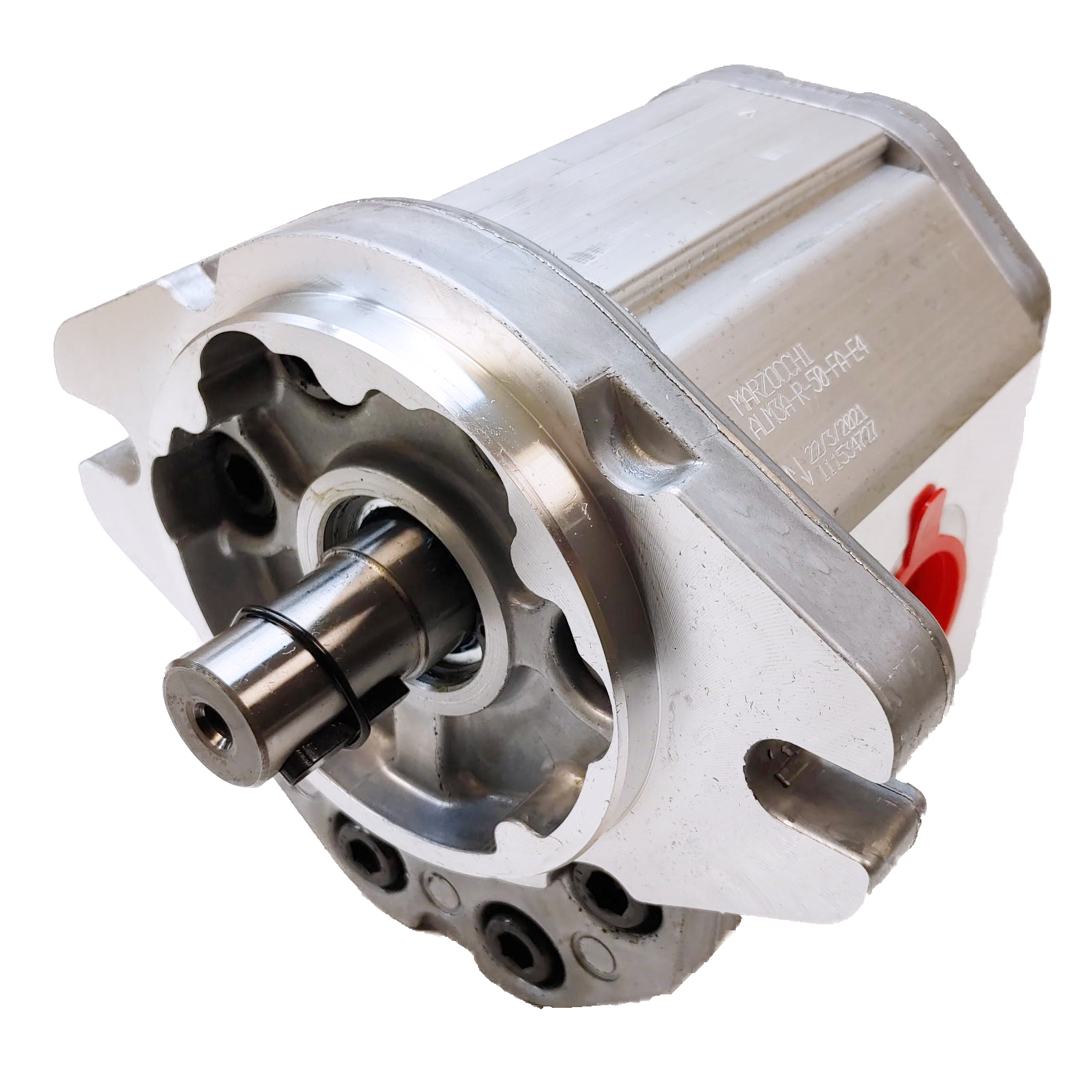 ALM3A-R-80-S1-FA-E4 : Marzocchi Gear Motor, Bidirectional, 52cc, 2900psi rated, 2500RPM, 1.25" (#20) SAE ports, 9T 16/32DP Splined Shaft