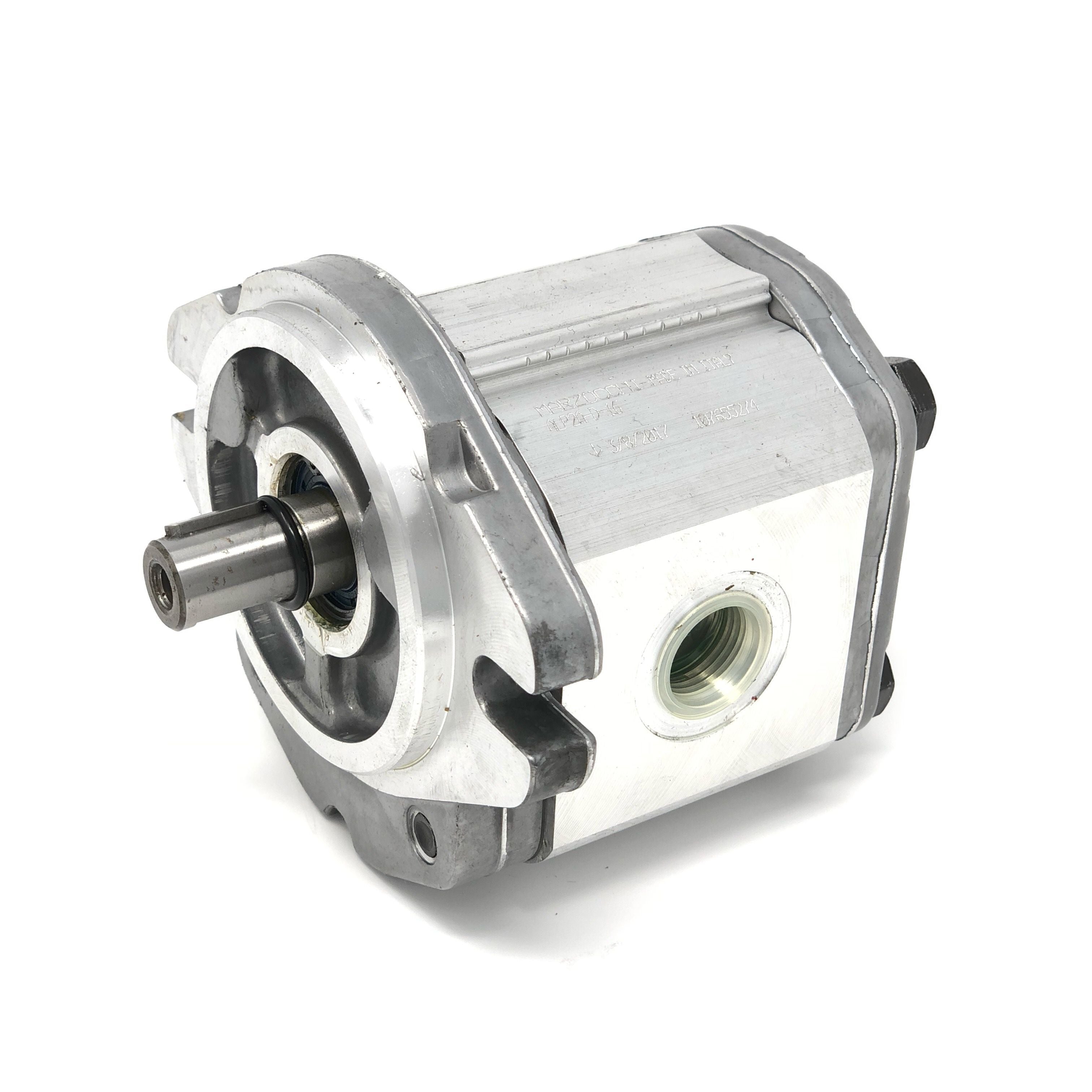ALP1A-D-7 : Marzocchi Gear Pump, CW, 5.2cc (0.3172in3), 2.47 GPM, 3335psi, 3500 RPM, #8 SAE (1/2") In, #6 SAE (3/8") Out, Keyed Shaft 1/2" Bore x 1/8" Key, SAE AA 2-Bolt Mount