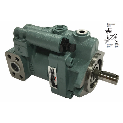 PVS-2A-35N2-12 : Nachi Variable Piston Pump, 35cc, 16.6GPM, 2000RPM, 3625psi, Mounting Foot, 7/8" Bore x 1/4" Key Shaft, Pressure Comp, 429-2000psi Range, Side Ported