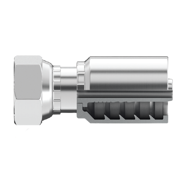 B2-BFFX-0608: Continental Hose Fitting, 0.375 (3/8") Hose ID x 1/2-14 Female BSPP, Straight Swivel Connection
