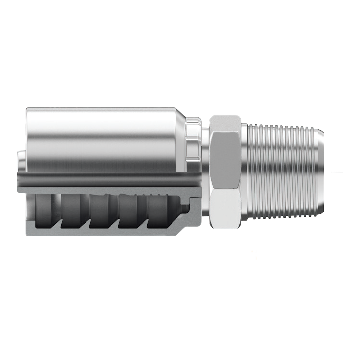 B2-BM-0608: Continental Hose Fitting, 0.375 (3/8") Hose ID x 1/2-14 Male BSPT, Straight Rigid Connection