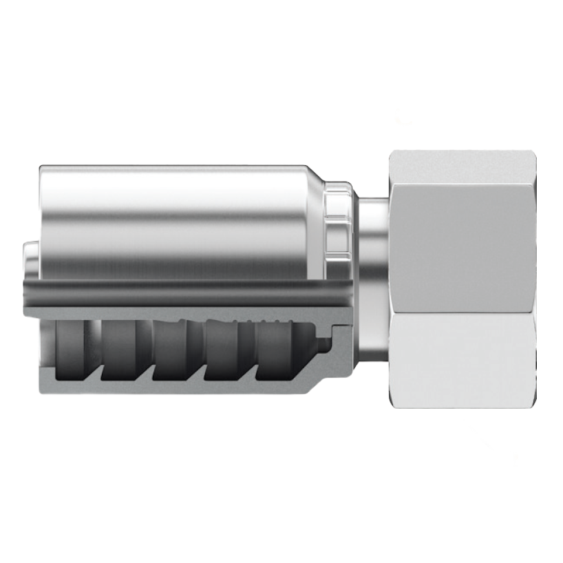 B2-DHFX-0624: Continental Hose Fitting, 0.375 (3/8") Hose ID x 24x1.5 Female DIN Heavy, Straight Swivel Connection