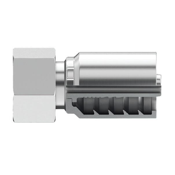B2-DLFX-2045: Continental Hose Fitting, 1.25 (1-1/4") Hose ID x 45x2.0 Female DIN Light, Straight Swivel Connection