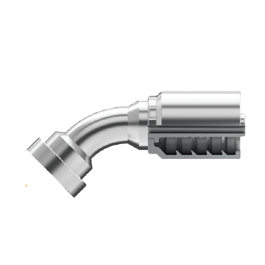 B2-FH45-1616: Continental Hose Fitting, 1" Hose ID x 1" Code 62, 45-Degree Connection