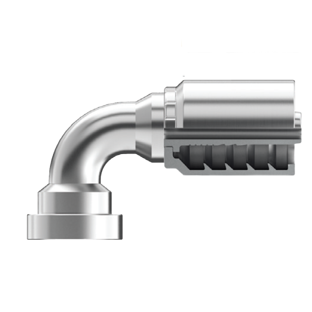 B2-FL90-2424: Continental Hose Fitting, 1.5 (1-1/2") Hose ID x 1.5 (1-1/2") Code 61, 90-Degree Connection