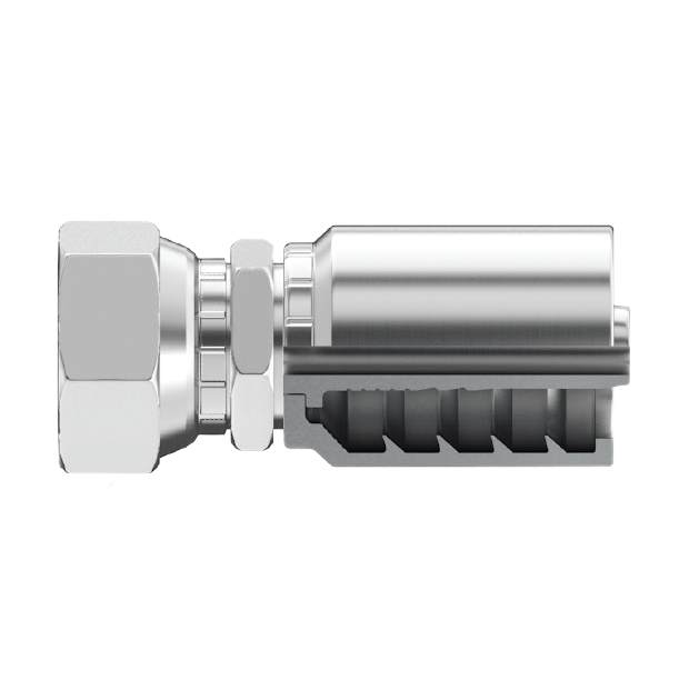 B2-NSFX-0806: Continental Hose Fitting, 0.5 (1/2") Hose ID x 3/8-18 Female NPSM, Straight Swivel Connection