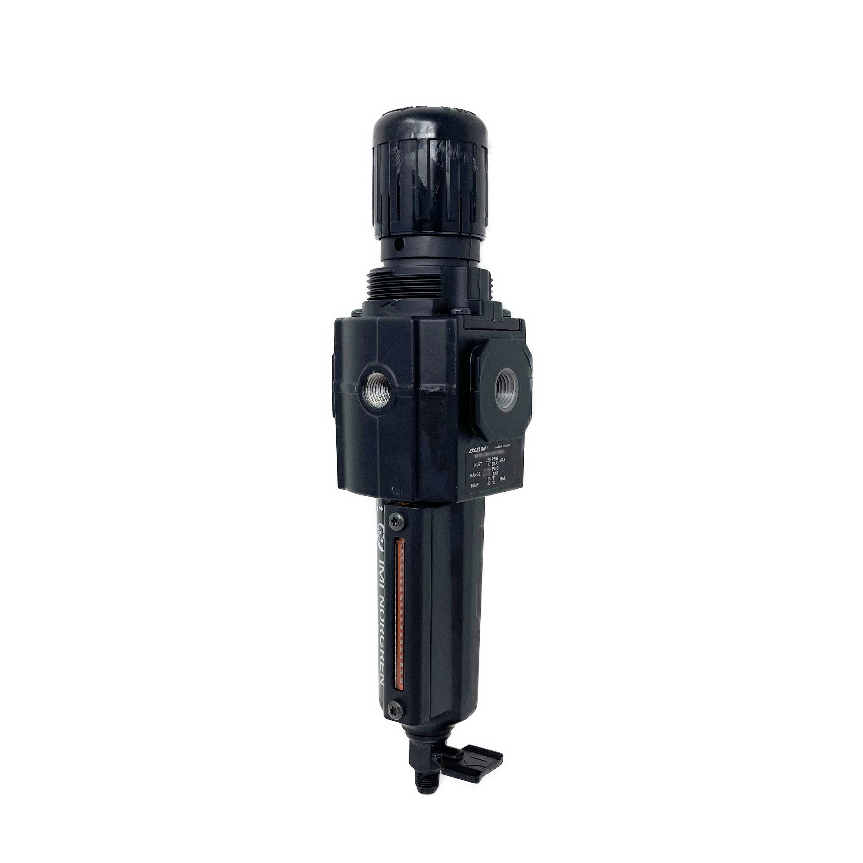 B73G-2AK-QD1-RMG : Norgren Excelon Combo Filter/Regulator, 1/4" NPT, Knob Adjust, Manual 1/4 Turn Drain, Metal Bowl, 5-Micron, Relieving, 5-150psi, with Gauge