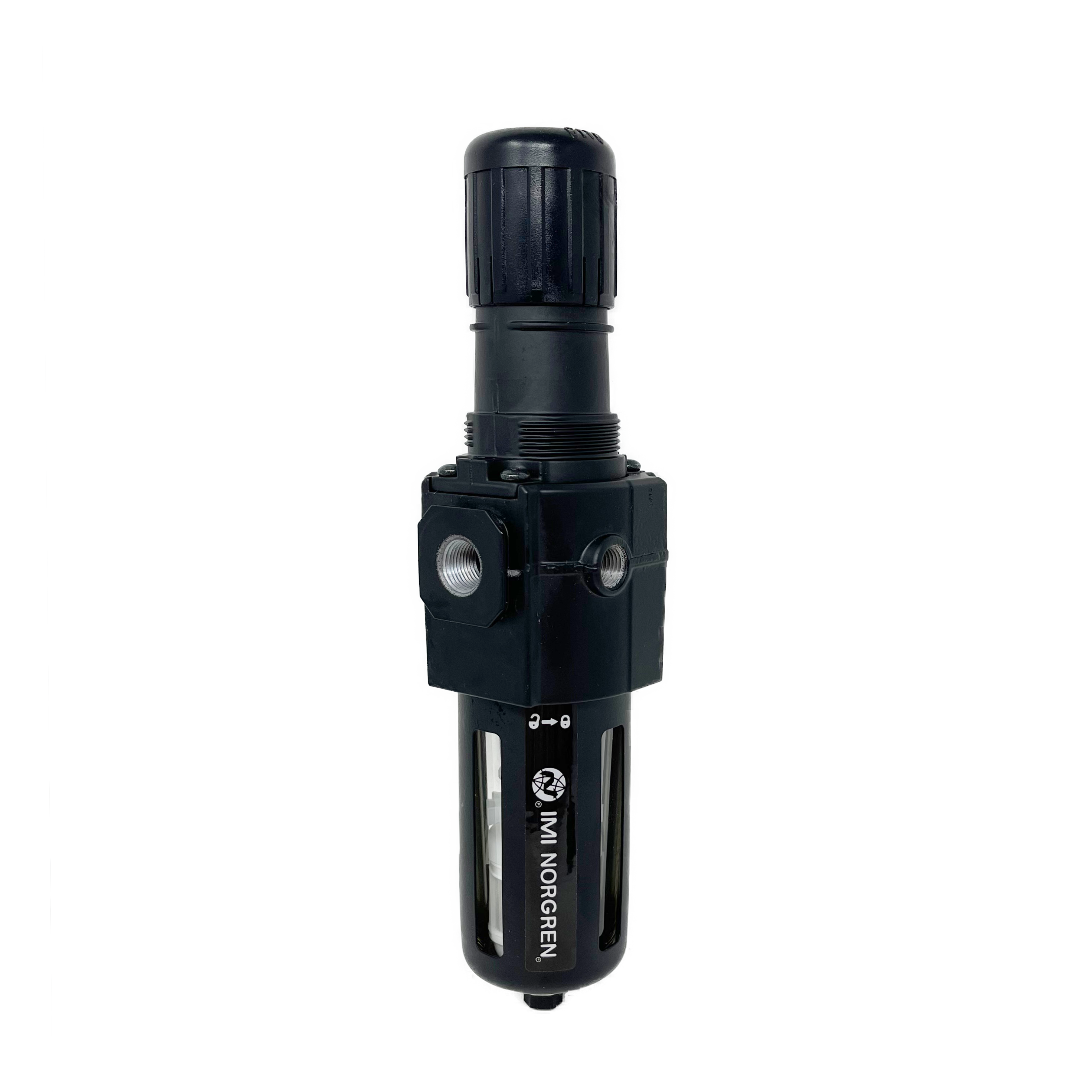 B74G-3AK-AP1-RMN : Norgren Excelon Combo Filter/Regulator, 3/8" NPT, Knob Adjust, Auto Drain, Transparent Bowl with Guard, 5-Micron, Relieving, 5-150psi, No Gauge