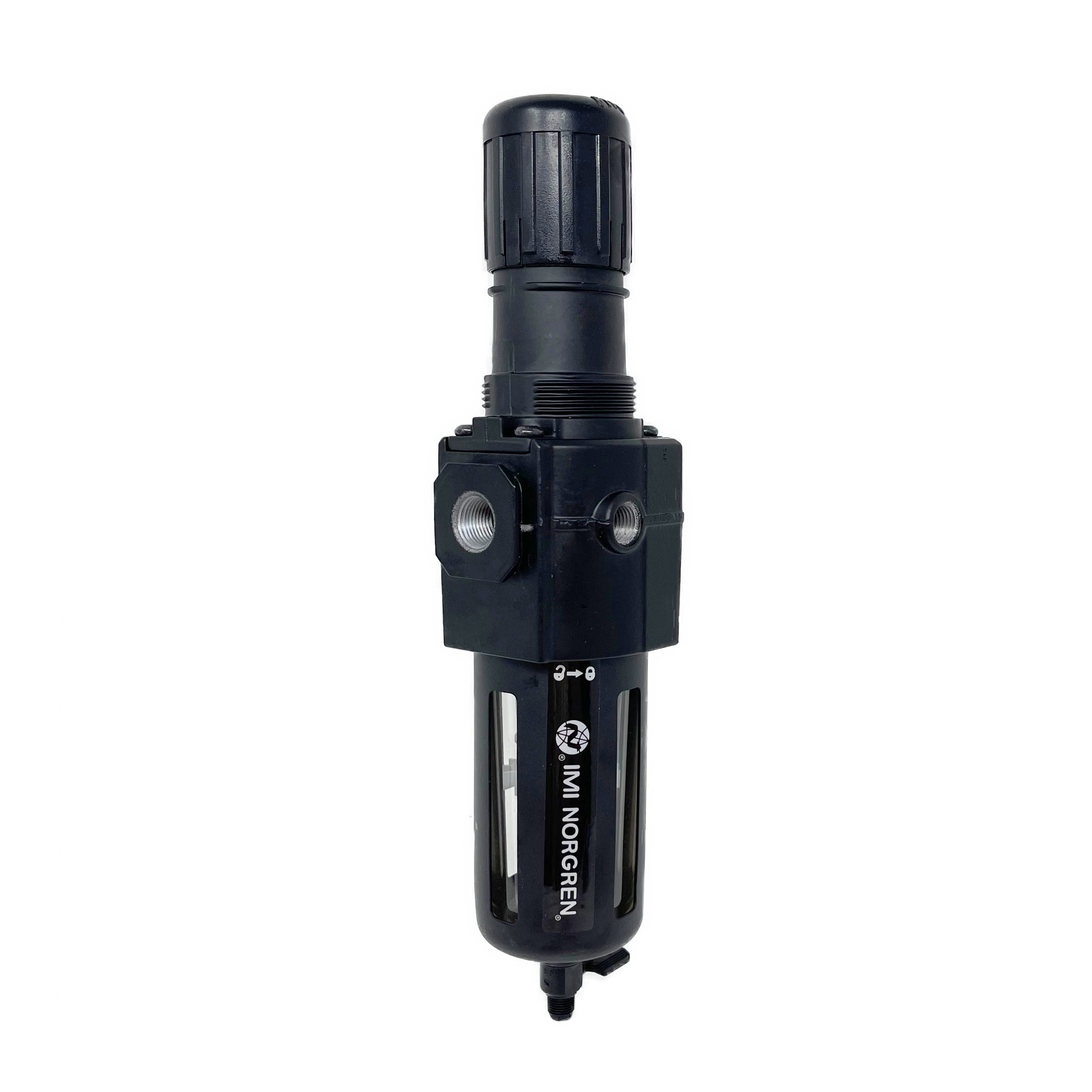 B74G-3AK-QP1-RMN : Norgren Excelon Combo Filter/Regulator, 3/8" NPT, Knob Adjust, Manual 1/4 Turn Drain, Transparent Bowl with Guard, 5-Micron, Relieving, 5-150psi, No Gauge