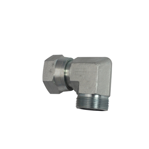 FS6500-06-06-FG-OHI : OHI Adapter, 0.375 (3/8") Male ORFS x 0.375 (3/8") Female ORFS Swivel, 90-Degree Elbow, Forged Steel