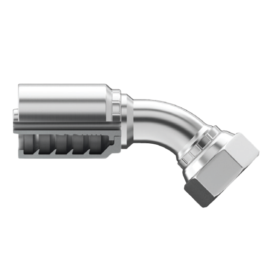 BT-JCFX45-1212 : Continental Hose Fitting, 0.75 (3/4") Hose ID, 1-1/16-12 Female JIC, 45-Degree, Swivel Connection