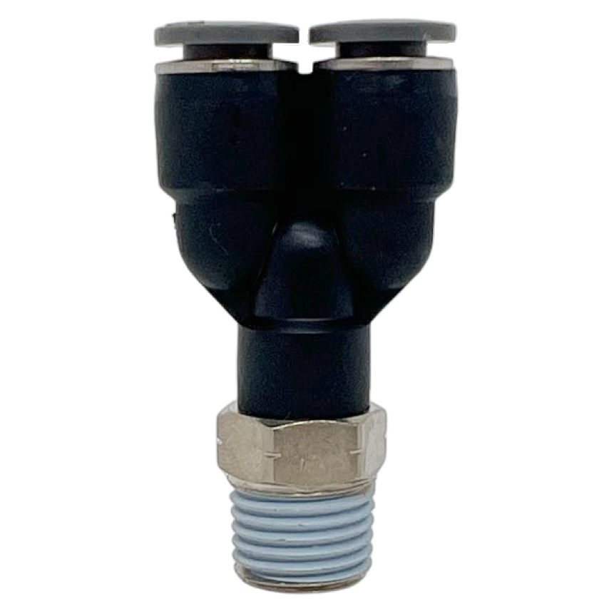 C24880528-10PACK : Norgren Swivel Y adapter, 5/16 tube O/D, 1/4 NPT thread