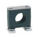CRA-773-PP-DP-AS-U-W3 : Stauff Clamp, Unistrut Mount, 2.874" (73mm) OD, for 2.5" Pipe, Green PP Insert, Profiled Interior, Carbon Steel