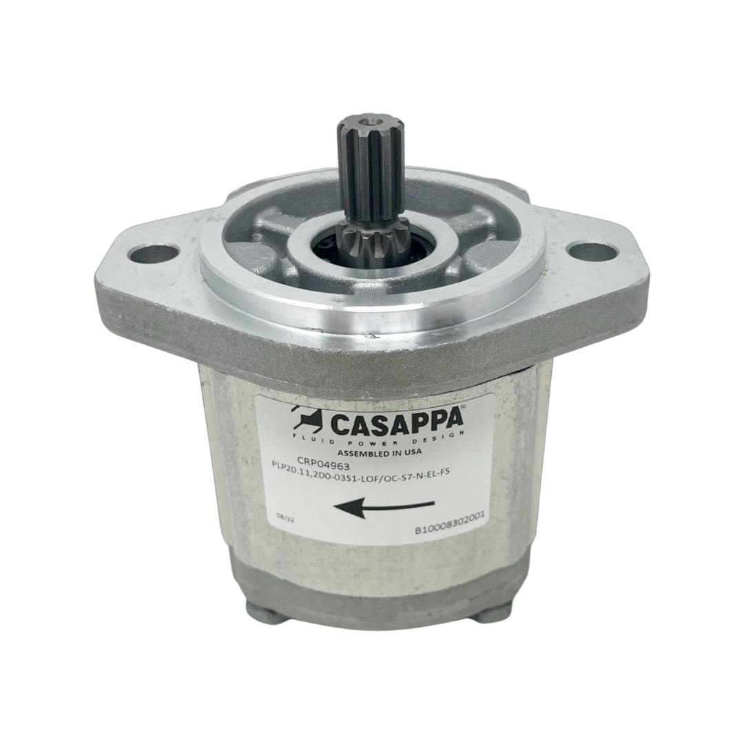 PLP20.11,2S0-49S1-LOF/OC-S7-N-EL-FS : Casappa Polaris Gear Pump, 11.23cc, 3625psi Rated, 3500RPM, CCW, 5/8" Keyed Shaft, SAE A 2-Bolt Flange, 1" #16 ORB Inlet, 0.625 (5/8") #10 SAE Outlet, Aluminum Body & Flange
