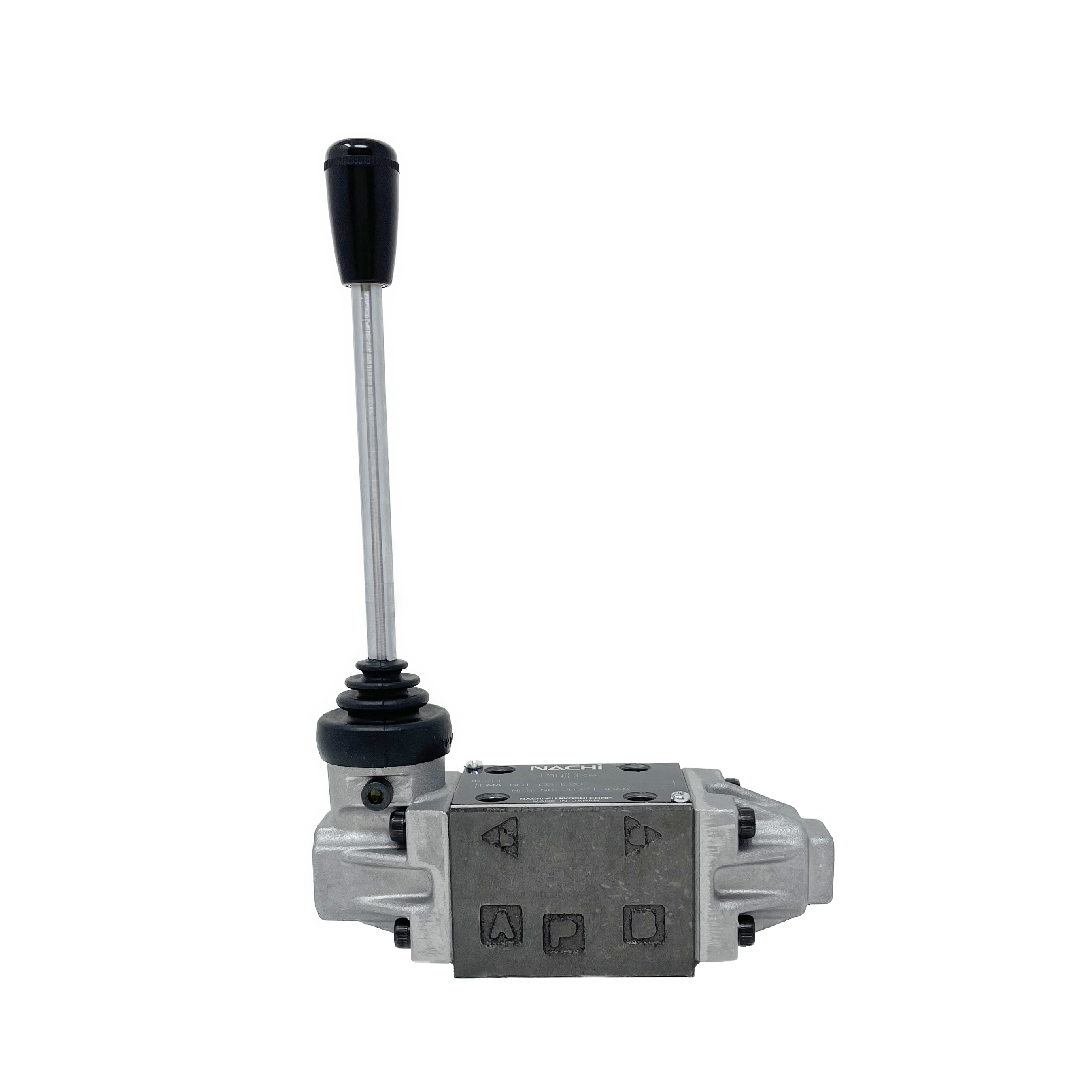DMA-G01-C5-E20 : Nachi Manual Lever Valve, 4-Way, D03 (NG6), 10.5GPM, 5075psi, All Ports Blocked Neutral, Spring Centered