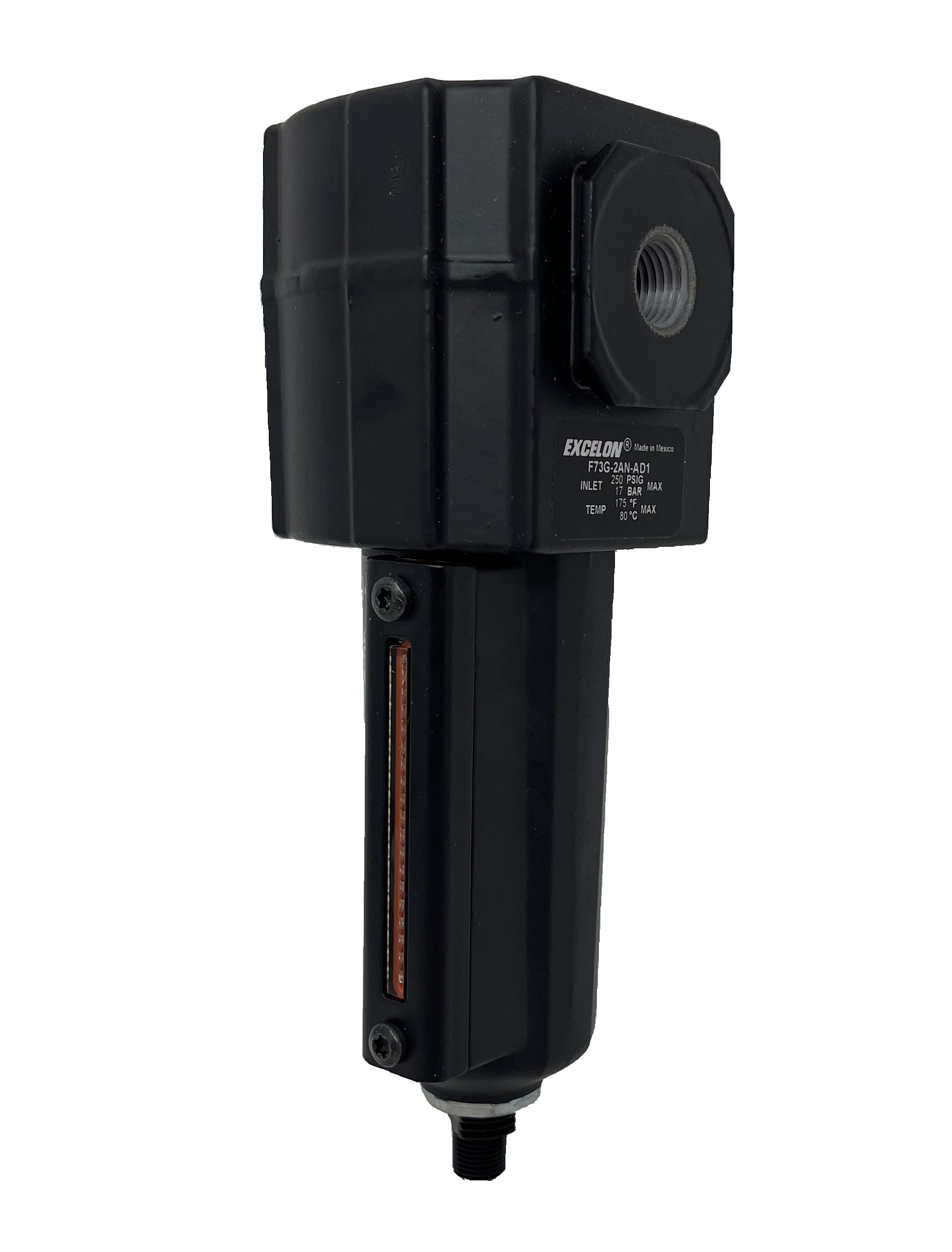 F73G-2AN-AD1 : Norgren Excelon Filter, 1/4" NPT, No Indicator, Auto Drain, Metal Bowl, 5-Micron