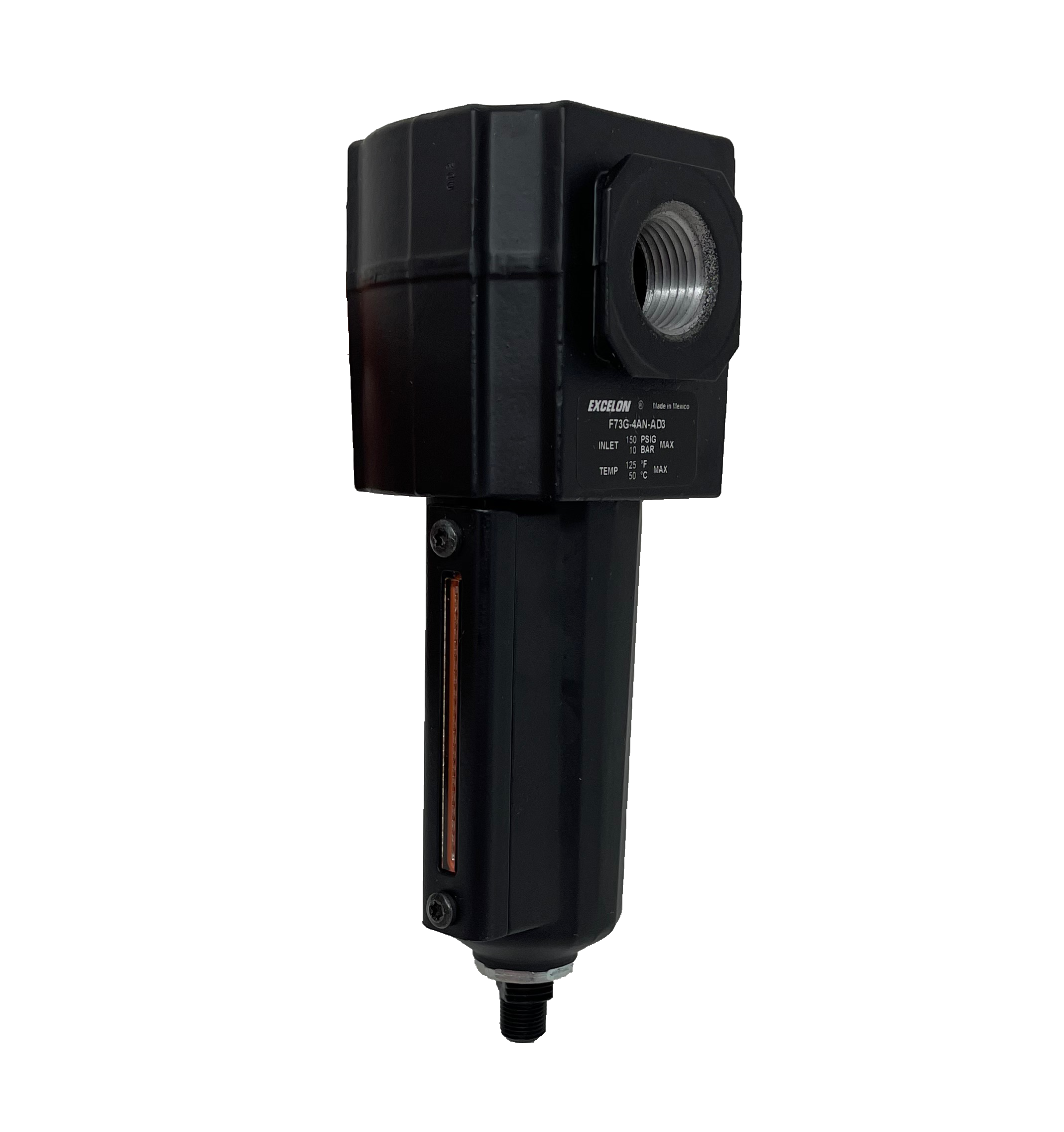 F73G-4AN-AD3 : Norgren Excelon Filter, 1/2" NPT, No Indicator, Auto Drain, Metal Bowl, 40-Micron