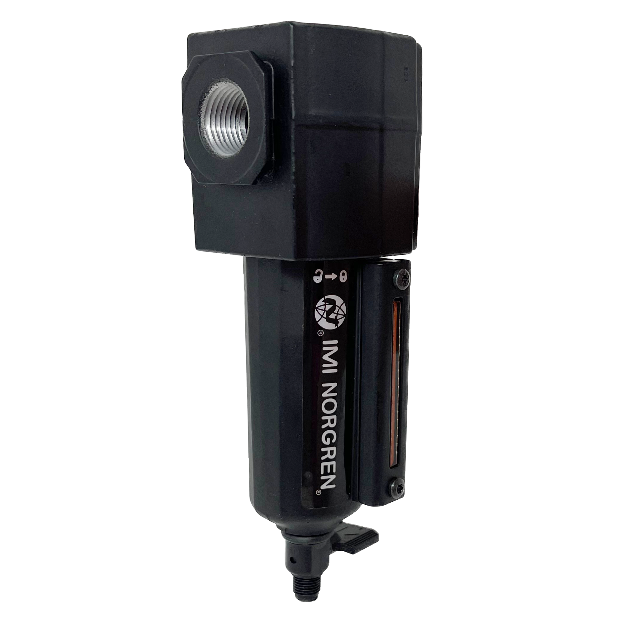 F73G-4AN-QD3 : Norgren Excelon Filter, 1/2" NPT, No Indicator, Manual 1/4 Turn Drain, Metal Bowl, 40-Micron