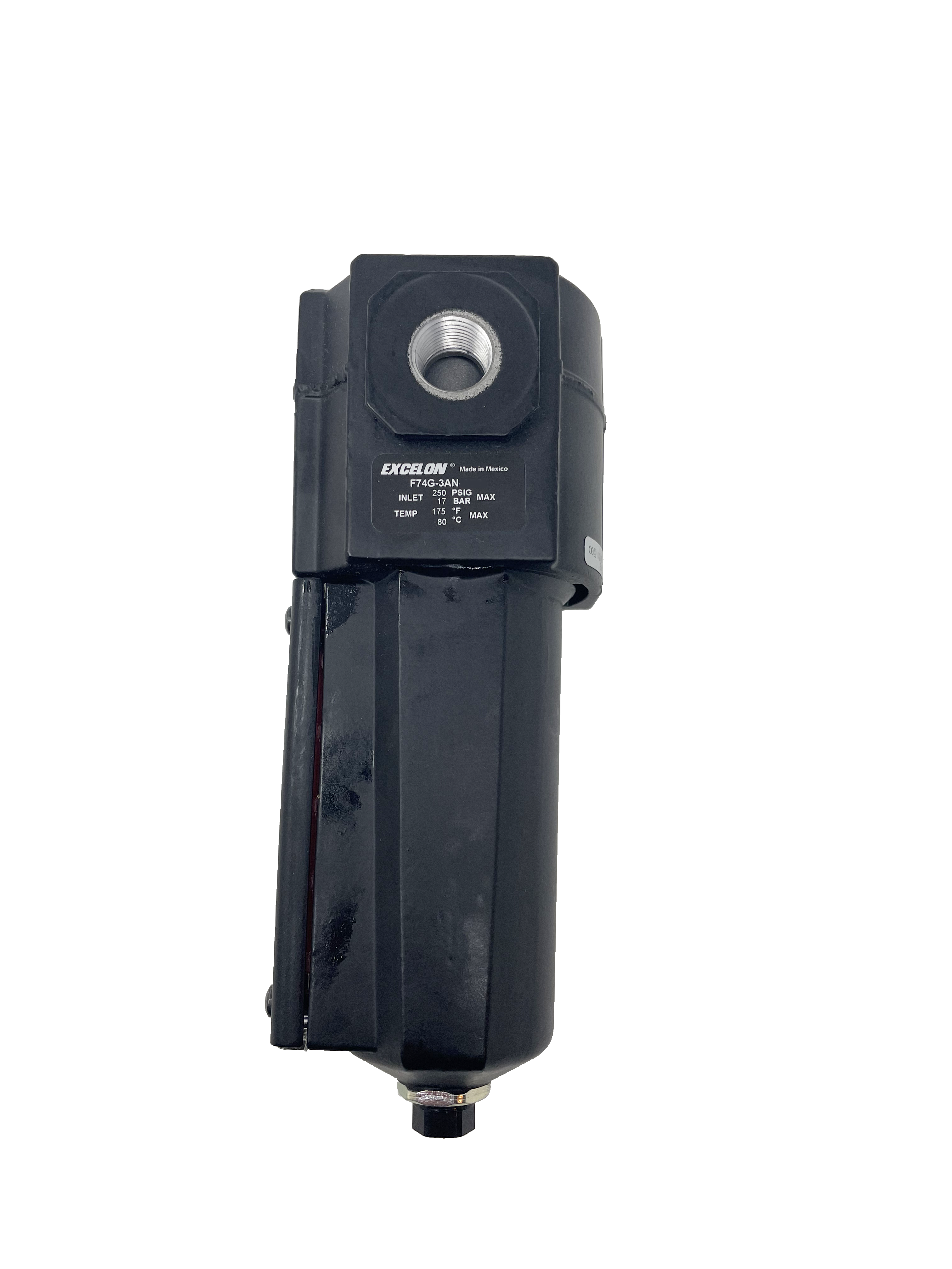 F74G-3AN-AD1 : Norgren Excelon Filter, 3/8" NPT, No Indicator, Auto Drain, Metal Bowl, 5-Micron