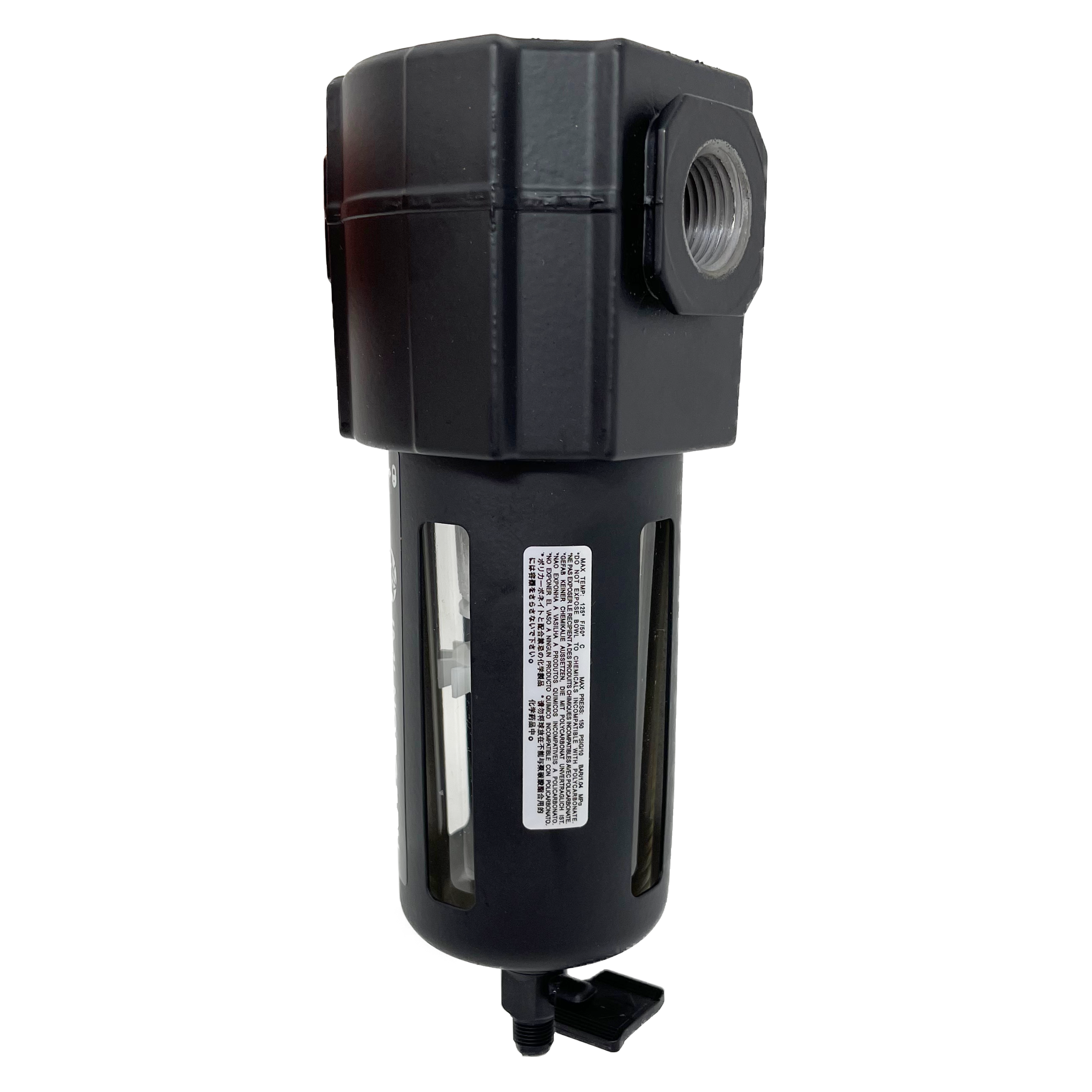 F74G-4AN-QP1 : Norgren Excelon Filter, 1/2" NPT, No Indicator, Manual Drain, Transparent Bowl, 5-Micron