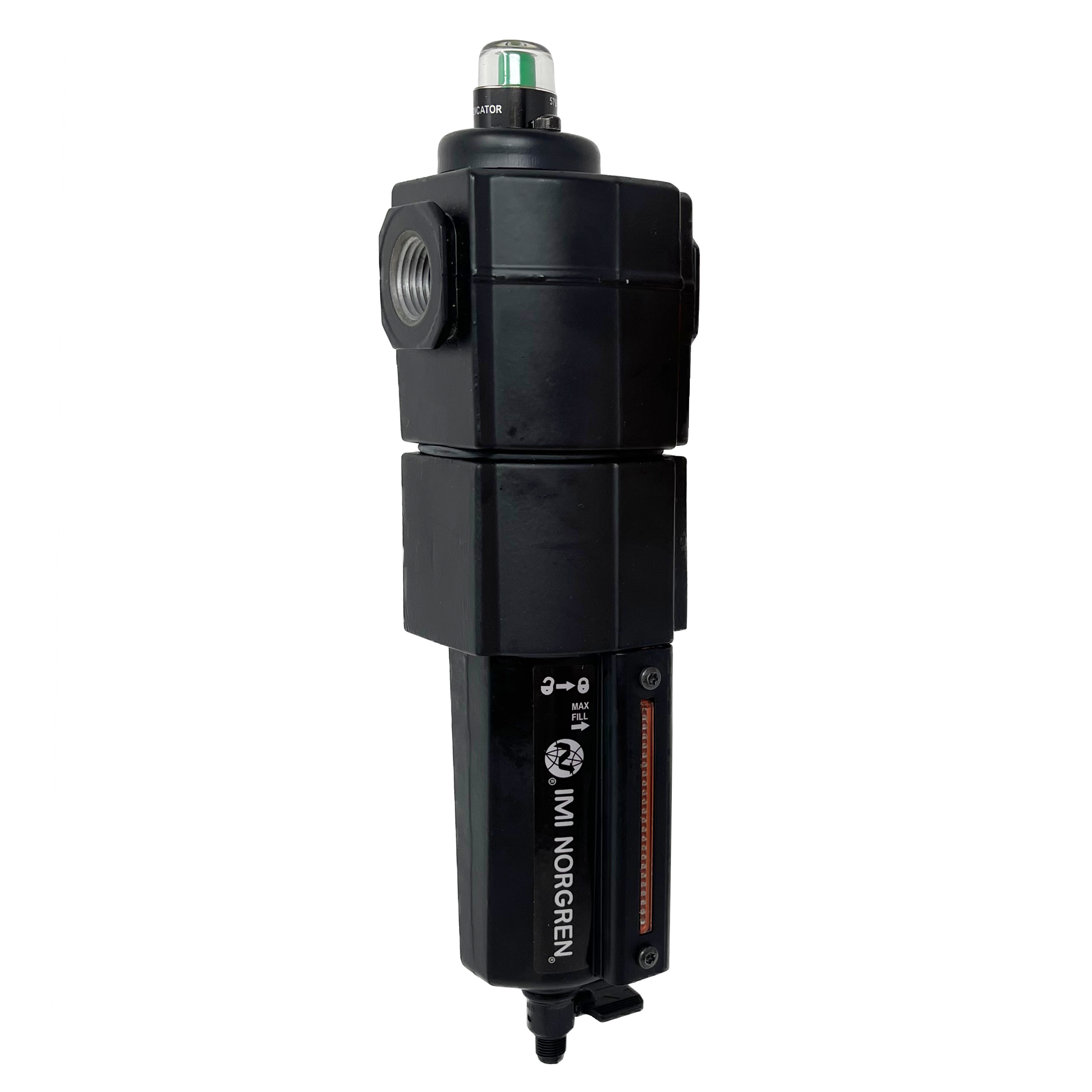 F74H-4AD-QD0 : Norgren Excelon Hi-Flow Coalescing Filter, 1/2" NPT, With Mechanical Indicator, Manual Drain, Metal Bowl